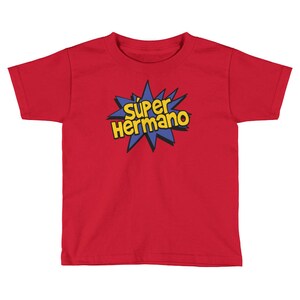 Super Hermano, Spanish Brother Shirt - Super Hero Bro Tee - Kids / Toddler Short Sleeve T-Shirt - Sibling Gift - Family Photo Reunion Outfit image 2