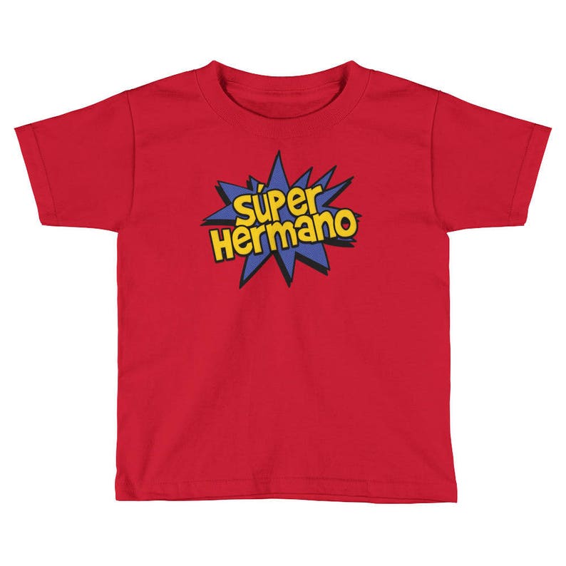 Super Hermano, Spanish Brother Shirt - Super Hero Bro Tee - Kids / Toddler Short Sleeve T-Shirt - Sibling Gift - Family Photo Reunion Outfit image 2