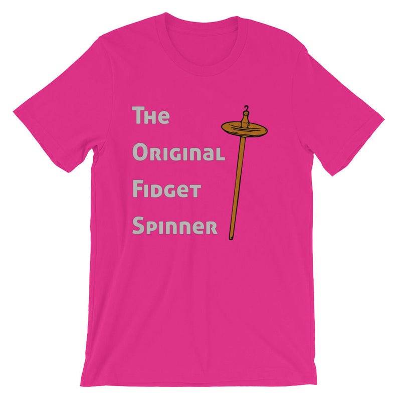 Funny Drop Spindle Tshirt, Unisex T-Shirt for Hand Spinners, Handspun Yarn Gift, Top Whorl Drop Spindle: The Original Fidget Spinner image 8