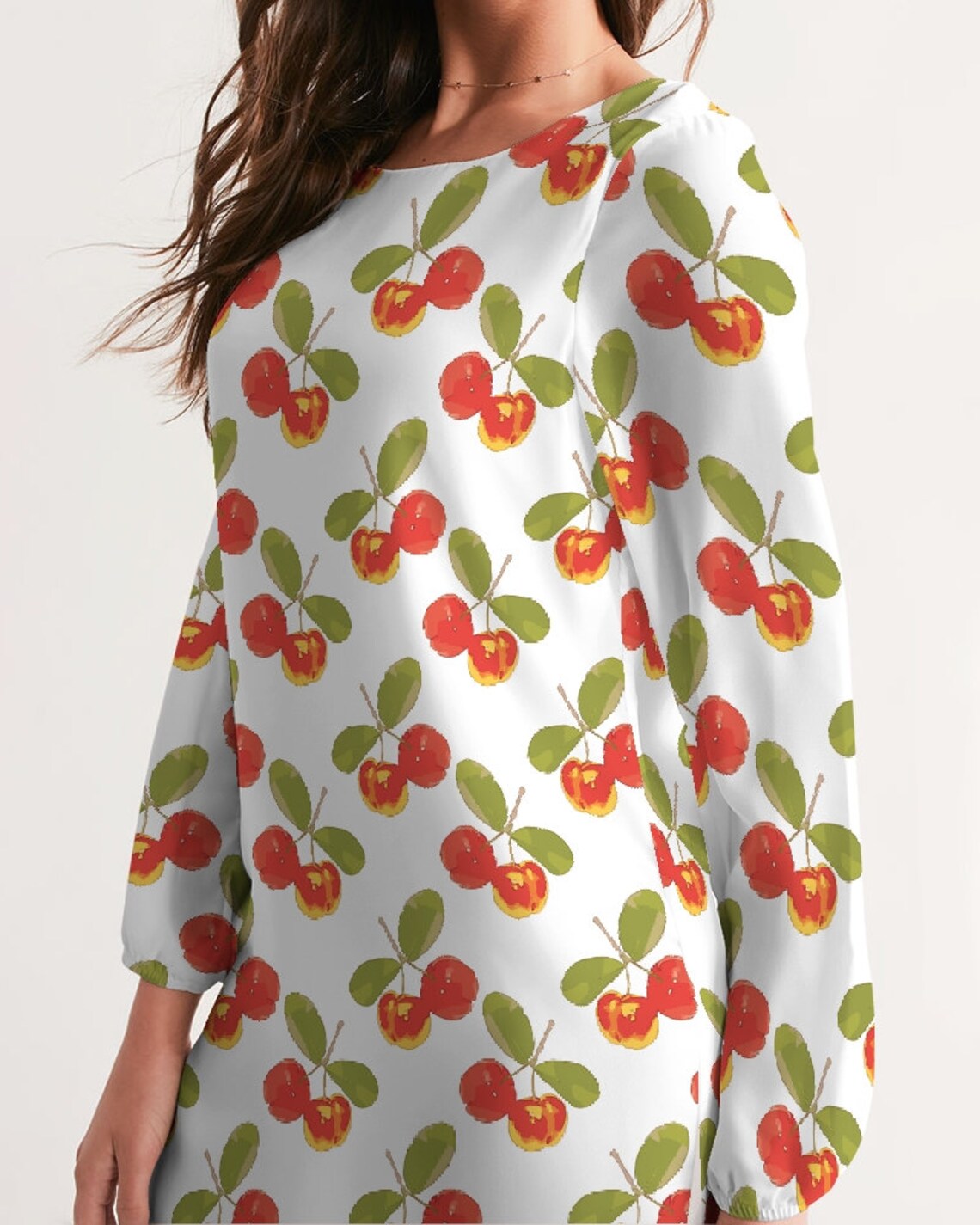 acerola-caribbean-cherry-print-women-s-long-sleeve-chiffon-dress
