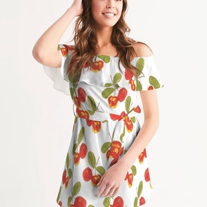 Women&#39;s Off-shoulder Dress Acerola Caribbean Cherry - Cherry Boho Pin-up Dress