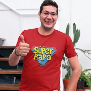 Súper Papá Spanish New Dad short sleeve t-shirt - Comic Book Super Hero Father Tshirt - Spanish Papa Tee - Camiseta Regalo para Padres