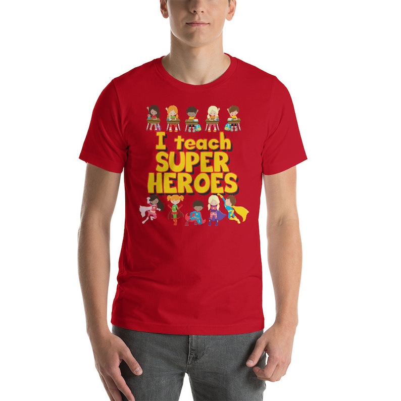 I Teach Super Heroes Comic Book Style Teacher Appreciation Gift Unisex T-Shirt Teaching Tshirt Growth Mindset image 8