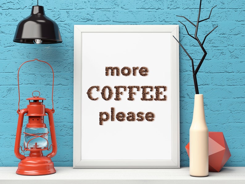 More Coffee Please Premium Framed Vertical Poster Coffee Lover Decor Wall Art image 1