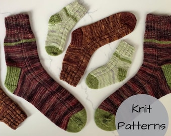 Knitting Pattern // Easy Beginner Sock Knitting Vanilla Striped Stylish Everyday Ribbed Knit Colorwork Socks // Quotidiano Socks PATTERN