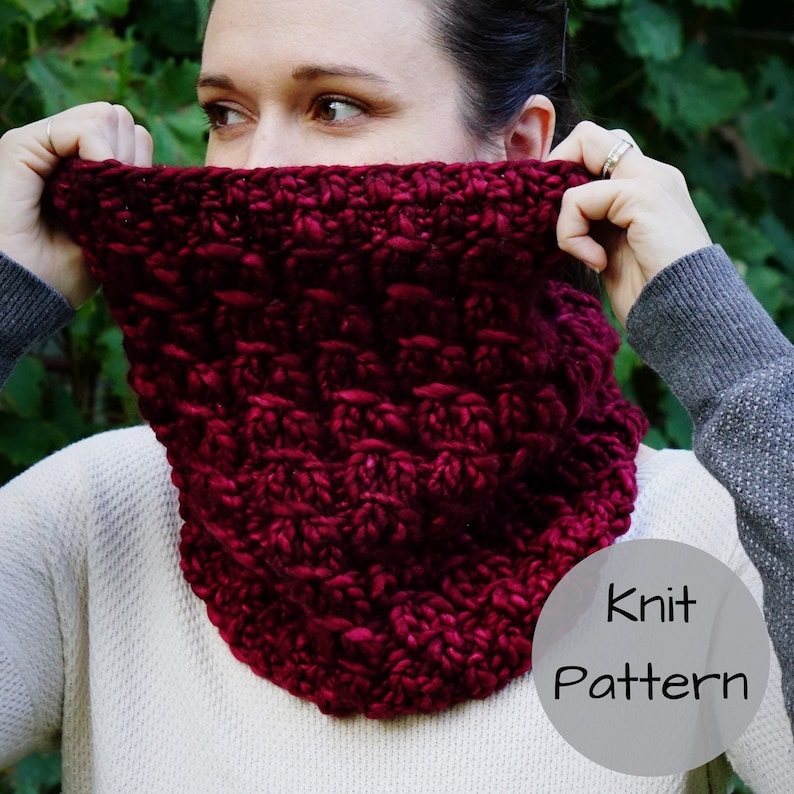 Knitting Pattern // Chunky Soft Knit Cowl Textured Mock Cable Scarf ...