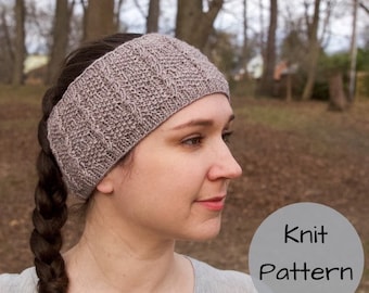 Knitting Pattern // Knit Textured Ear Warmer Cabled Classic Bobbled Headband Stylish Advanced Beginner Pattern  // Perugia Earwarmer PATTERN