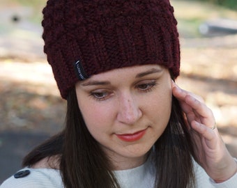 Chunky Knit Beanie Burgundy - Asti Hat