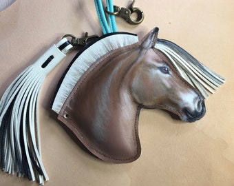 Fjord Horse Bag Charm, Fjord Horse charm, Fjord Tassel charm, painted Leather Fjord Horse charm, Native Fjord Pony Charm, Fjord lovers gift