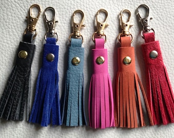 Cute Mini leather Boot Tassels, Pair 100mm Leather/Suede Ankle or zipper pull, Purses, Ideal for clothing or footwear, fine hand cut fringe