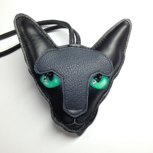 Black Oriental Cat Bag Charm, Black Shorthair Cat charm , Green Eyed Black Cat Charm, Black Oriental cat bag charm. Oriental shorthair charm