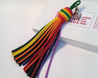 Rainbow Tassel, LGBT Tassel, Pride Rainbow Bag Charm, Rainbow Keychain Tassel, LGBT Bag Tassel, 6 Colour Leather Pride Charm, Pride Charm