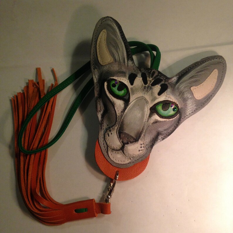 Cat lovers gift Personalised Hand Painted Cat Charm Oriental Tabby Cat Bag Charm Custom Order Silver Tabby Oriental Cat Charm