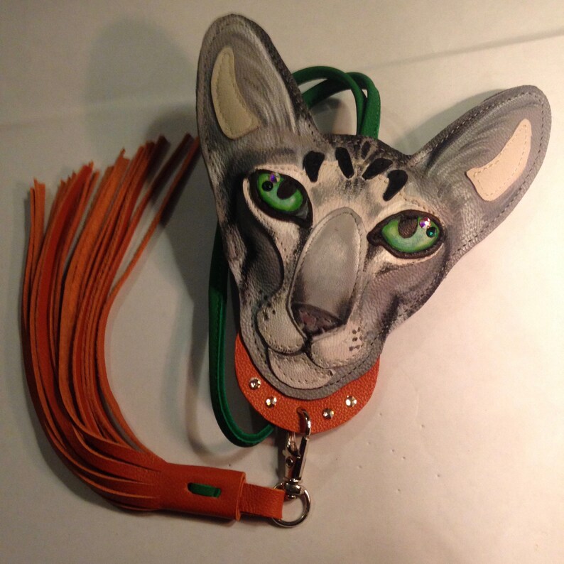 Cat lovers gift Personalised Hand Painted Cat Charm Oriental Tabby Cat Bag Charm Custom Order Silver Tabby Oriental Cat Charm