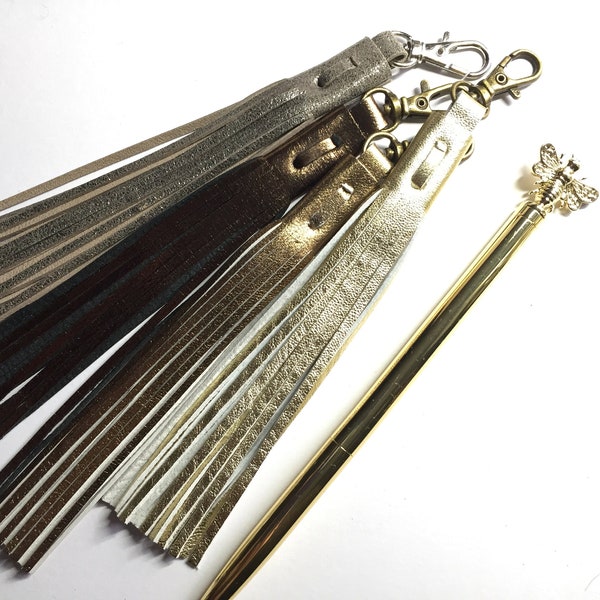 Singles Metallic boot tassel, Gold, Silver, Pewter, Pearl or Bronze  Leather Tassel, Metallic Tassels Charm, Metallic Tassel, Shiny Tassel