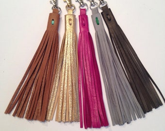 Leather Tassels, Clip-on fine leather tassels, Pair of Tassels with Stitch Detail, Pair Boot Tassels, Clip on Decorative Tassels
