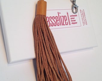 Caramel & Tan  Full Leather Tassel, Tan Soft Leather Bag Tassel, Light Brown Tassel, Gorgeous swishy tassel