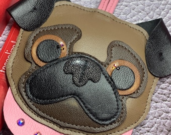 Leather Pac-man Bag Charm, Handmade Ghost Charm, Cute Ghost
