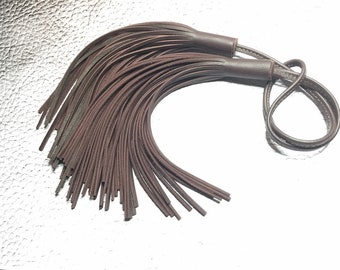 Dark Chocolate Brown Leather Double Bag Tassel, Looped Bag Tassels,Leather Double Tassel Bag Charm, Chocolate Brown Leather Tassels for Bag