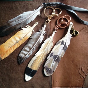 Leather Feather, Painted leather feather, Eagle and Hawk feather Charms, Feather Keychain, Eagle Feather Bookmark, Leather Raptor Feather