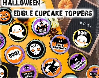 Halloween EDIBLE CAKE TOPPER Cupcake Cookie Frosting Sheet