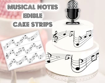 Colorful Music Notes Edible Cake Topper ~ 1//4 Sheet Designer Strips!! ~ D22422