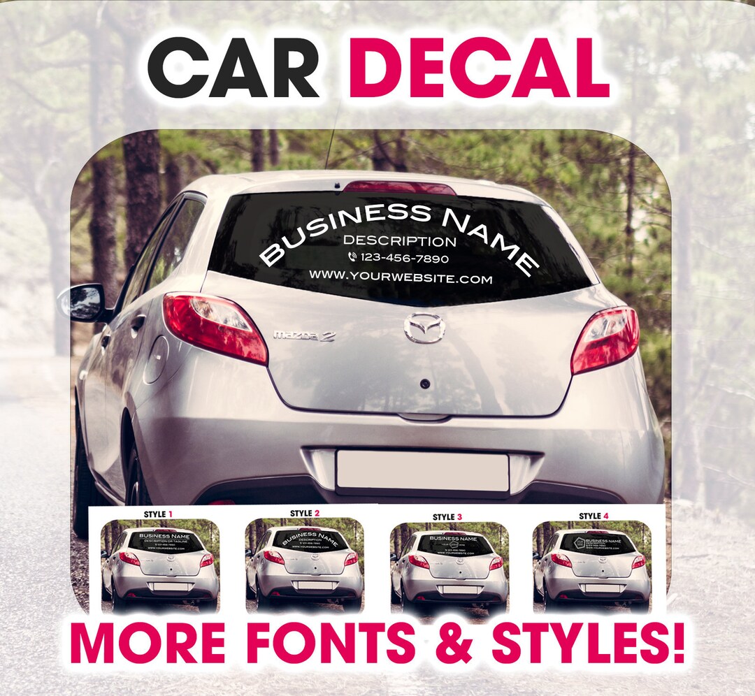 Custom BUSINESS CAR SIGN Decal Logo Car Vinyl Decal Window Etsy