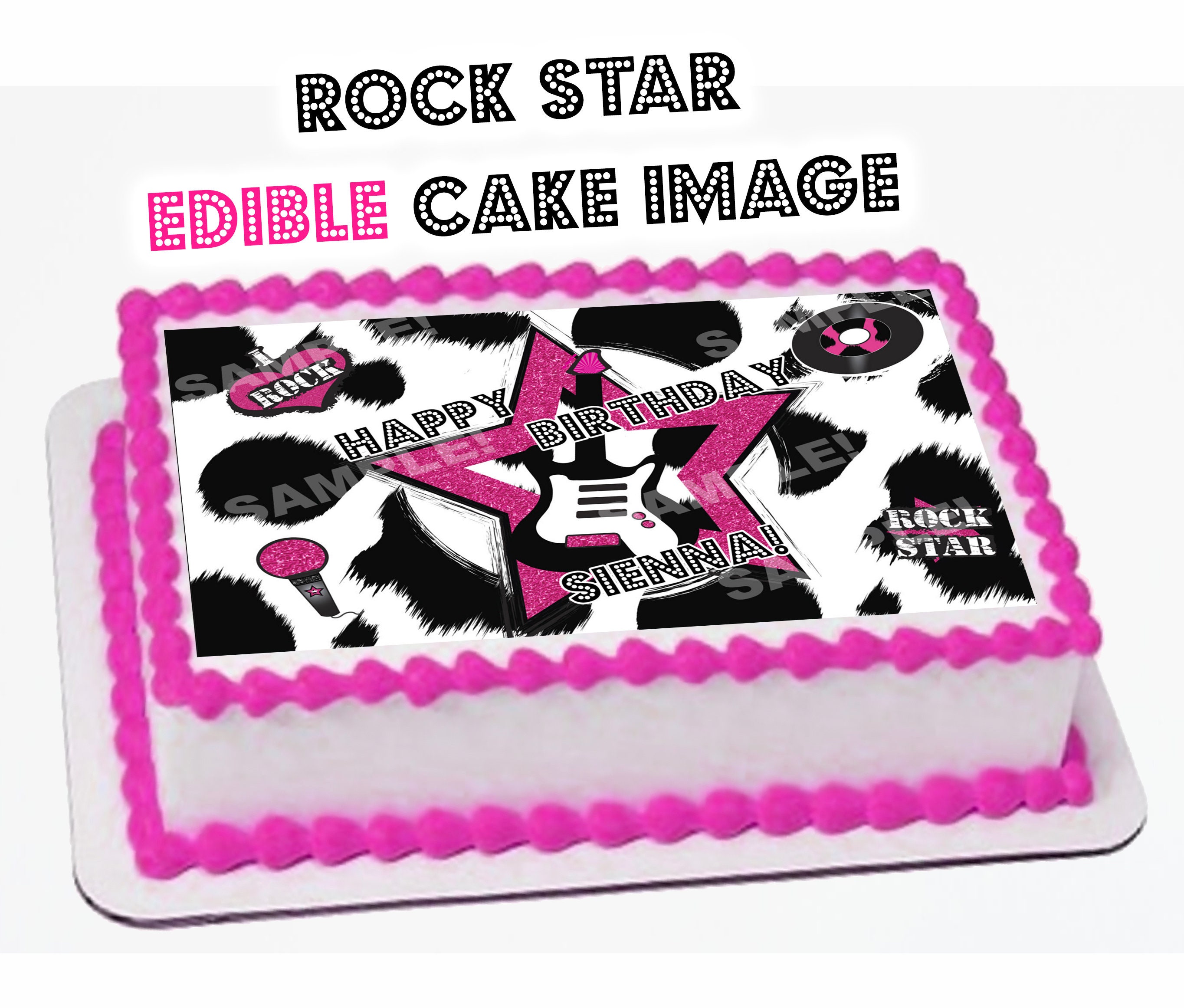 Rock Star Edible Cake Image Party Cake Topper Custom Frosting Etsy