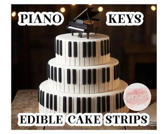 Piano EDIBLE CAKE STRIPS Cake Border Frosting Sheet Birthday Bridal Shower Wedding