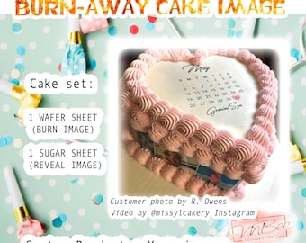 Burn Away Cake Topper Set: Custom Edible Image, Wafer & Sugar Sheets