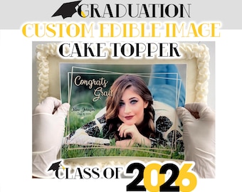 Personalized Graduation Cake Topper: Edible Frosting Sheet Image