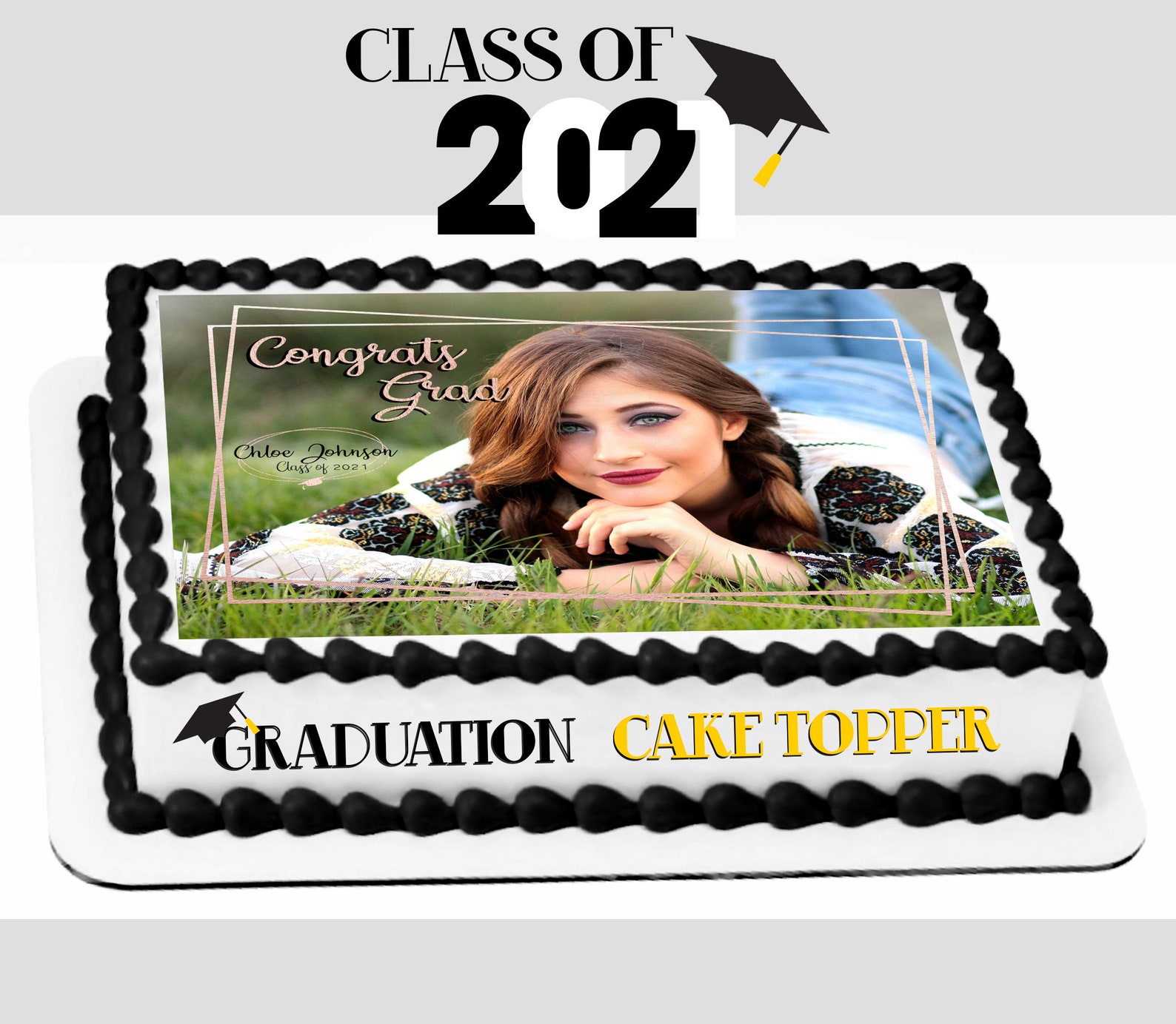 Graduation EDIBLE CAKE TOPPER Party Cake Image Photo Frosting - Etsy