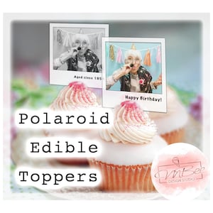 Polaroid Edible Cupcake Toppers Custom Cookies Cake Party Wafer paper