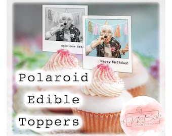 Polaroid Edible Cupcake Toppers Custom Cookies Cake Party Wafer paper