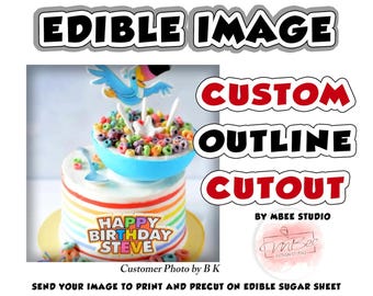 Custom Edible Image Cutout Cake Topper: Your Logo or Photo