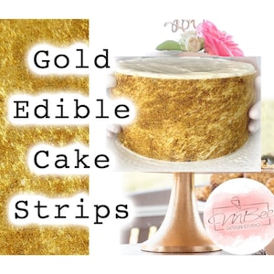 Gold Edible Cake Wrap Image Border Cake Strips Frosting Sheet Birthday Wedding Party