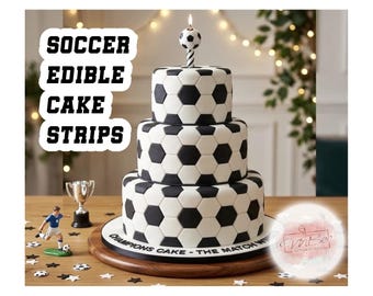 Soccer EDIBLE CAKE STRIPS Cake Border Frosting Sheet Birthday
