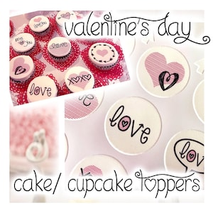 Valentine&#39;s Day Love EDIBLE CAKE TOPPER Cupcake Cookie Frosting Sheet Custom