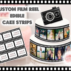 Film Reel Edible Cake Wrap Custom Photo Border Cake Strips Frosting Sheet Birthday Movie Party