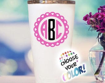 Yeti Cup Custom Monogram Decal - Choose Colors!