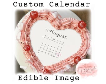 Custom Calendar Edible Image Cake Topper Birthday Frosting Wafer Sheet Personalized