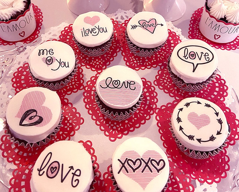 Valentines Day Love Edible Cupcake Topper Cookie Frosting Etsy