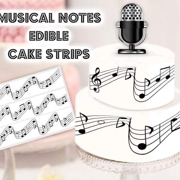 MUSIC NOTES Edible Cake Border Cake Strips Frosting Sheet Birthday Karaoke Music Disco Party