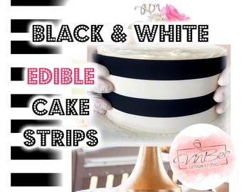 Black and White Stripe Cake Strips: Edible Cake Border