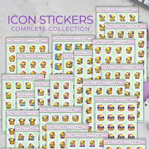 BUBBLES THE DUCK - Icon Stickers - Functional Stickers - Cute Stickers - Kawaii Stickers - Chores - Hobbies - Duty - Home - Lifestyle