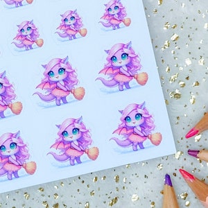 ZEFY CLEAN - Stickers, Decoration, Journaling, Planner Stickers, Planning, Memory Keeping, Hobonichi Stickers, Sweet Purple Dragon