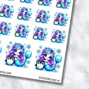 LYLIA ARTIC FRIENDS - Deco Sticker - Journaling - Memory Keeping - White Paper - Washi Paper - Hobo Stickers - Winter - Fantasy - Mermaid