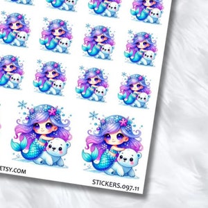 LYLIA ARTIC FRIENDS - Deco Sticker - Journaling - Memory Keeping - White Paper - Washi Paper - Hobo Stickers - Winter - Fantasy - Mermaid