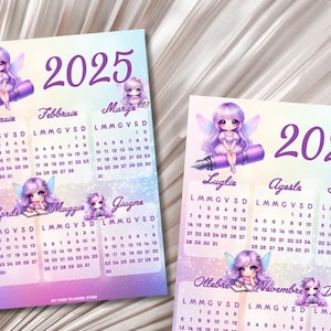 2025 CALENDAR STICKERS - Hobo Cousin - Hobo Weeks - Hobo A6 - Pastel Colors - Journaling - Memory Keeping - Italian - English - Full Page