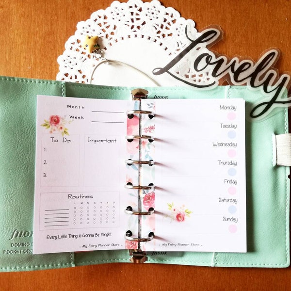 Ringbound Planner Refill - 3, 6, 12 Months Undated - Week on One Page - Personal, Pocket size - Filofwx, Dokibook, Webster Pages, KikkiK